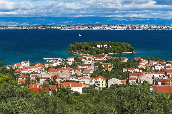 Town of Preko and the Dalmatian Coast from St. Michaels Fort, Ugljan Island, Croatia