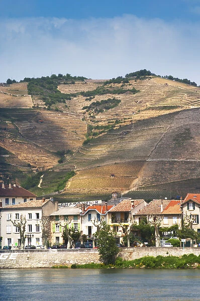 The town Tain l Hermitage, the riverside side, the river Rhone. The Hermitage