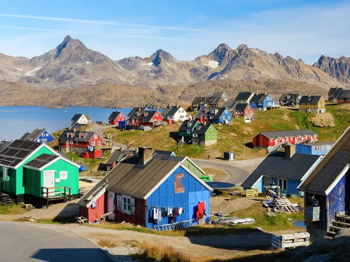 Framed Print : Town Tasiilaq (former Ammassalik), the biggest town in Greenland, Danish Territory, autumn Framed Print : Town Tasiilaq (former Ammassalik), the biggest town in Greenland, Danish Territory, autumn
