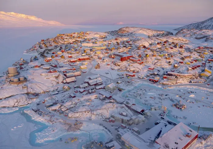 Framed Print : Town Uummannaq during winter in northern West Greenland beyond the Arctic Circle. Greenland, Danish territory