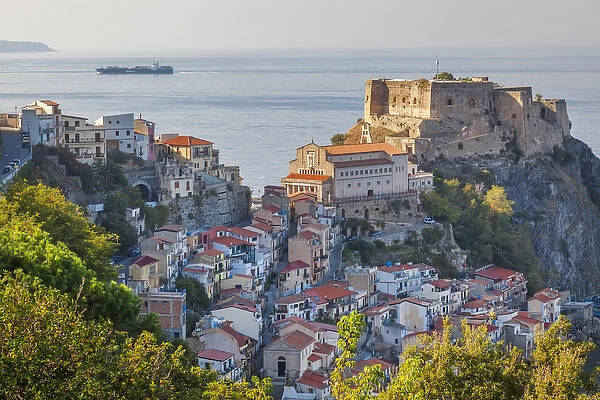 Town View with Castello Ruffo, Scilla, Calabria, Italy