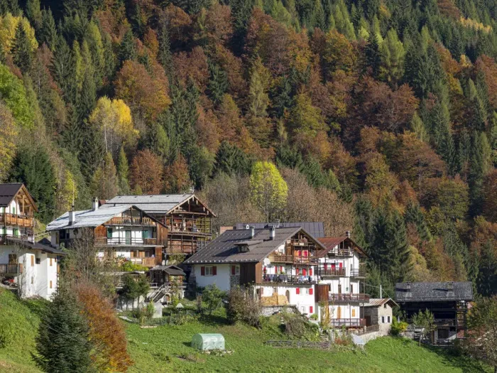 Framed Print : Traditional alpine farm in Falcade in Val Biois, Italy