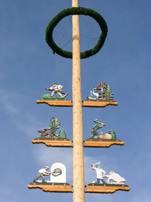 Framed Print : Traditional Bavarian maypole (Maibaum). Village Sachrang in the Chiemgau in the Bavarian Framed Print : Traditional Bavarian maypole (Maibaum). Village Sachrang in the Chiemgau in the Bavarian