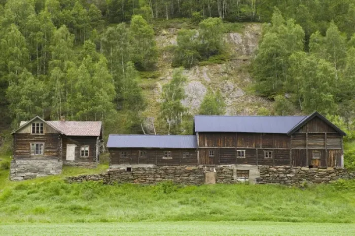 Framed Print : traditional building along Sognefjellsvegen, highway 55