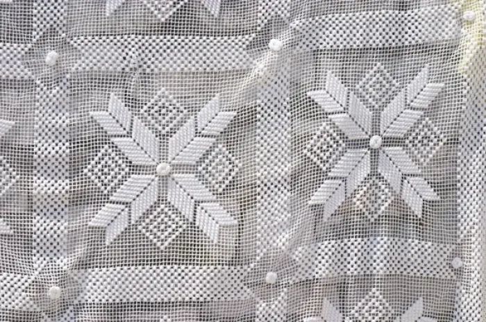Framed Print : Detail of traditional embroiders cloth. Berat upper citadel old walled city. Albania
