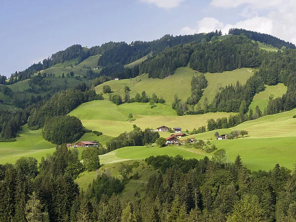 Traditional farms in the Tiroler Kaiserwinkl near village Wildbichl