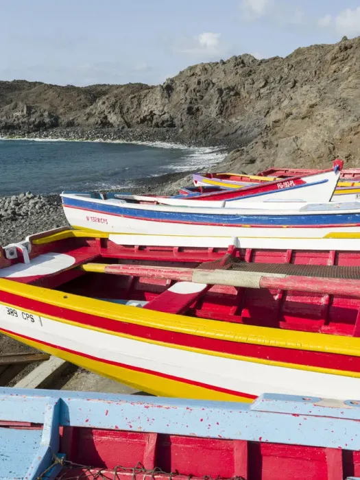 Framed Print : Traditional fishing boats near Las Salinas. Fogo Island (Ilha do Fogo)
