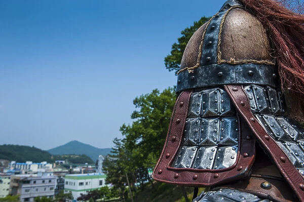 Traditional helmet of a guard at the changing of the guard ceremony, Gongsanseong