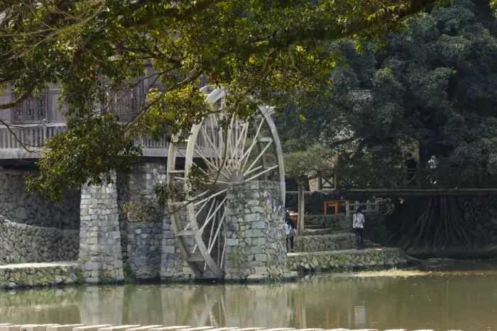 Framed Print : Traditional house and water wheel by the river in Yunshuiyao Village, Nanjing County Framed Print : Traditional house and water wheel by the river in Yunshuiyao Village, Nanjing County