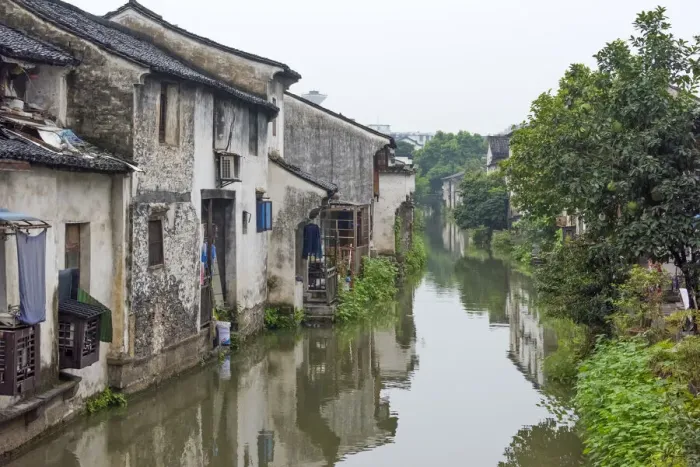 Framed Print : Traditional houses along the Grand Canal, Shaoxing, Zhejiang Province, China