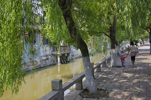 Traditional houses along the Grand Canal in the watertown, Fengjing, Shanghai, China