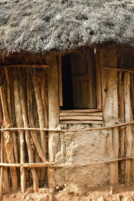 Framed Print : Traditional Konso village on a mountain ridge overlooking the rift valley. Inside a family compound Framed Print : Traditional Konso village on a mountain ridge overlooking the rift valley. Inside a family compound