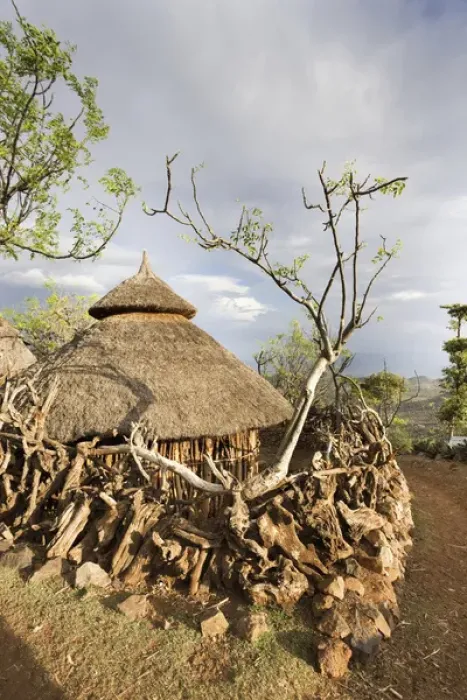 Framed Print : Traditional Konso village on a mountain ridge overlooking the rift valley Framed Print : Traditional Konso village on a mountain ridge overlooking the rift valley