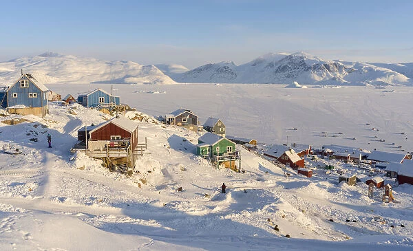 The traditional and remote Greenlandic Inuit village Kullorsuaq located at the Melville