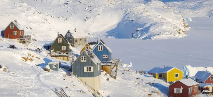 Framed Print : The traditional and remote Greenlandic Inuit village Kullorsuaq located at the Melville Framed Print : The traditional and remote Greenlandic Inuit village Kullorsuaq located at the Melville