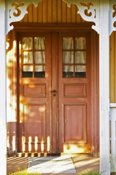 Framed Print : Traditional style Swedish wooden painted house. A door Smaland region. Sweden, Europe Framed Print : Traditional style Swedish wooden painted house. A door Smaland region. Sweden, Europe