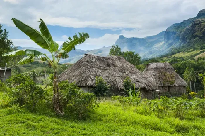 Framed Print : Traditional thached roofed huts in Navala in the Ba Highlands of Viti Levu, Fiji Framed Print : Traditional thached roofed huts in Navala in the Ba Highlands of Viti Levu, Fiji