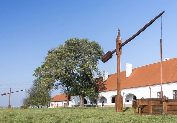 Traditional water well (well sweep or shadoof) in the hungarian lowland plains also