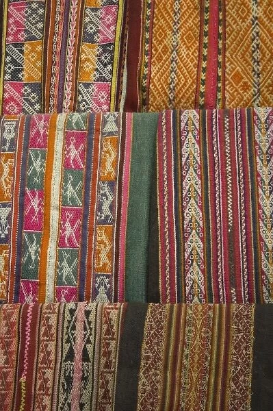Traditional weavings on display, Cuzco, Peru