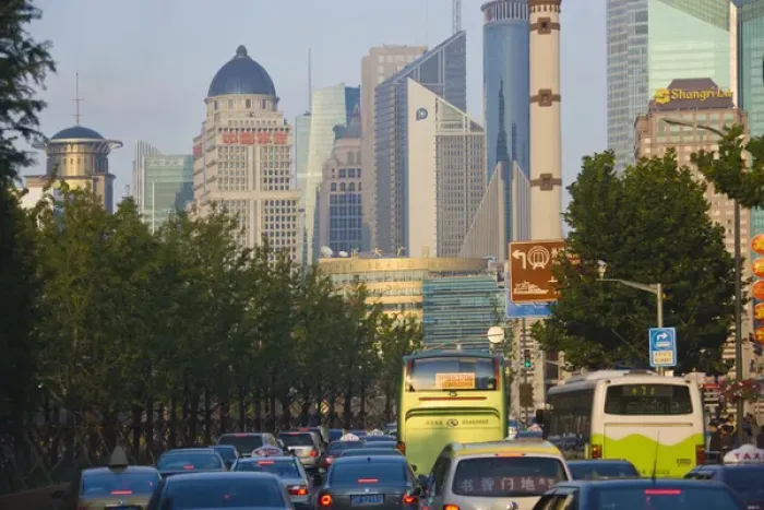 Framed Print : Traffic jam on the freeway during rush hour, Shanghai, China Framed Print : Traffic jam on the freeway during rush hour, Shanghai, China