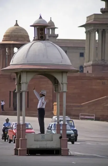 Framed Print : A traffic officer in Delhi, India Framed Print : A traffic officer in Delhi, India