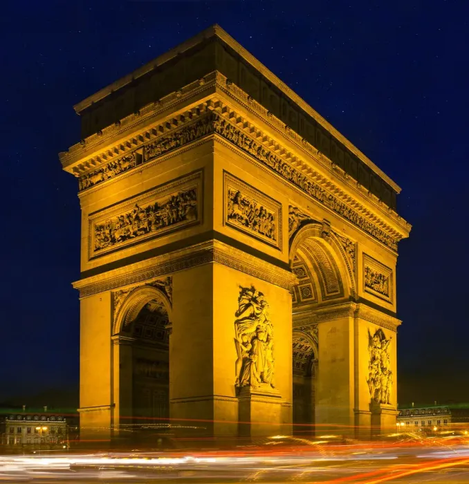 Framed Print : Traffic passes the Arch de Triumph on the Champs Elysee in Paris, France Framed Print : Traffic passes the Arch de Triumph on the Champs Elysee in Paris, France