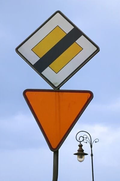 Traffic sign on the street, Warsaw, Poland