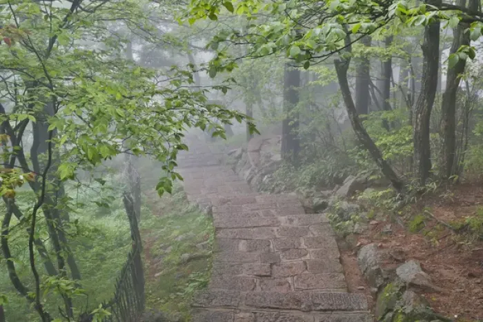Framed Print : Trail in Fog Yellow Mountains a UNESCO World Heritage Site Framed Print : Trail in Fog Yellow Mountains a UNESCO World Heritage Site