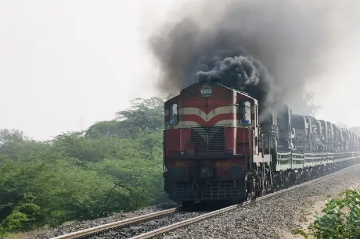 Framed Print : Train on railway track, Rajasthan, India