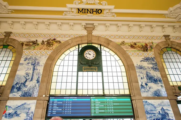 Framed Print : Train schedule Saint Benedict Train Station (Estacao de Sao Bento). Porto, Portugal. (Editorial Use Only) Framed Print : Train schedule Saint Benedict Train Station (Estacao de Sao Bento). Porto, Portugal. (Editorial Use Only)