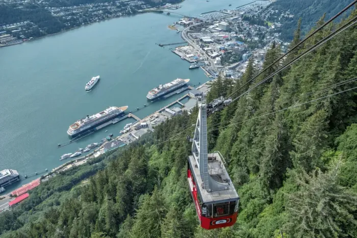 Framed Print : Tramway, Gastineau Channel, Mount Roberts, Juneau, Alaska, USA