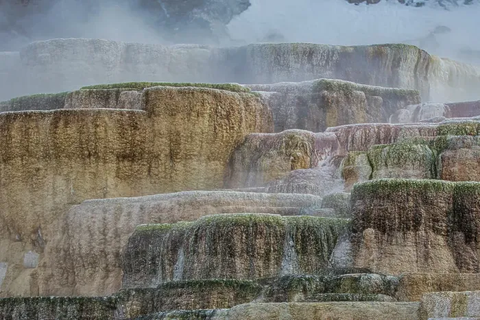 Framed Print : Travertine pools of Mammoth Hot Springs in Yellowstone National Park