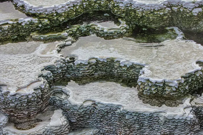 Framed Print : Travertine pools of Mammoth Hot Springs in Yellowstone National Park