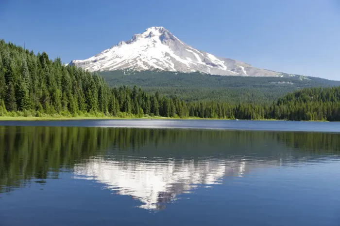 Framed Print : Trillium Lake, Mt. Hood National Forest, Mt. Hood in the background, Oregon, USA Framed Print : Trillium Lake, Mt. Hood National Forest, Mt. Hood in the background, Oregon, USA