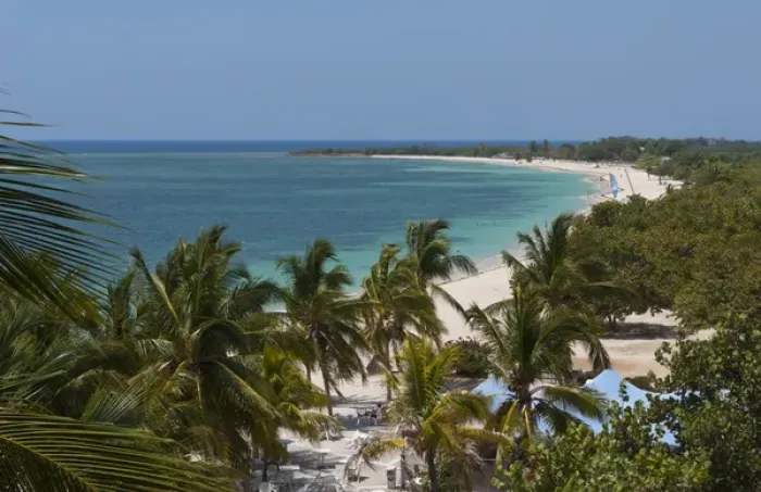 Framed Print : Trinidad Cuba beautiful sandy beach from above taken from the Hotel Ancon on