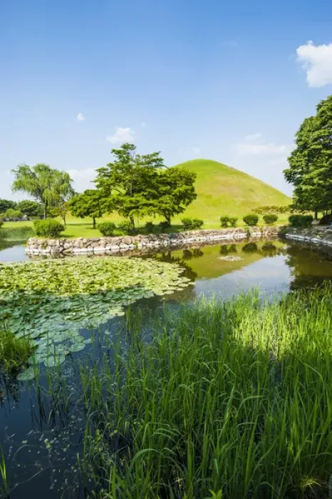 Framed Print : Tumuli park with its tombs from the Shilla monarchs in the Unesco world heritage sight Gyeongju