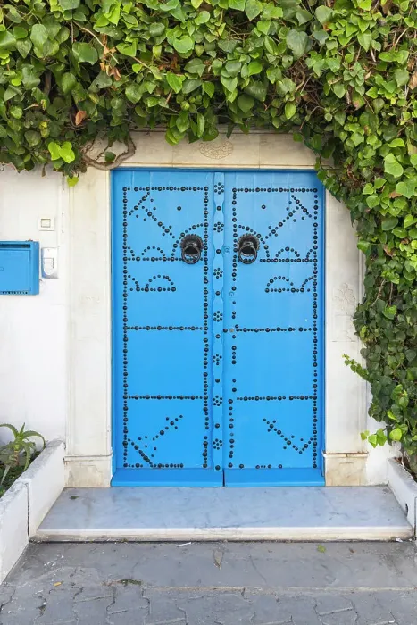 Framed Print : Tunis, Tunisa. Blue door on a house in Tunis