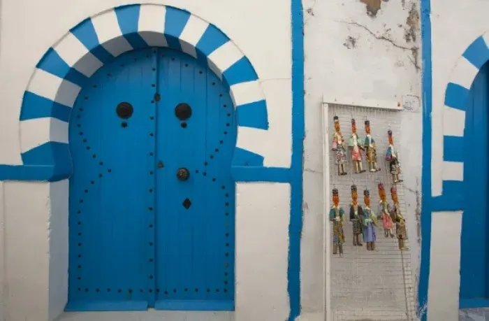 Framed Print : Tunisia, Cap Bon, Hammamet, Medina door