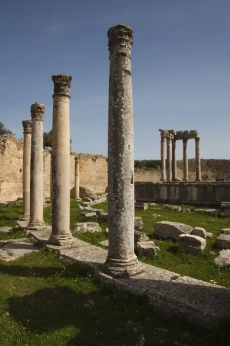 Framed Print : Tunisia, Central Western Tunisia, Dougga, Roman-era city ruins, UNESCO site, Temple