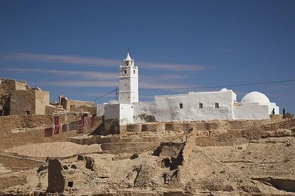 Tunisia, Ksour Area, Chenini, Berber village mosque view