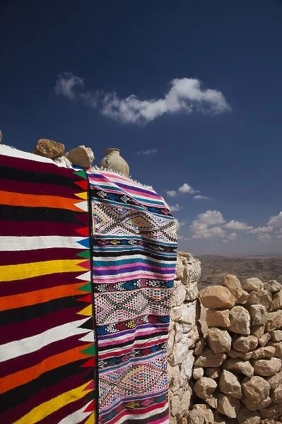 Tunisia, Ksour Area, Toujane-area, Berber desert carpet shop