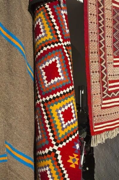 Tunisia, Sahara Desert, Douz, souq-market, Berber carpets for sale
