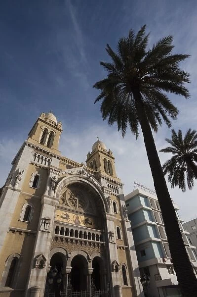 Tunisia, Tunis, Avenue Habib Bourguiba, Cathedral of St. Vincent de Paul
