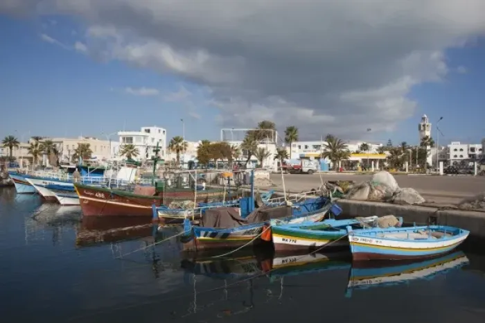 Framed Print : Tunisia, Tunisian Central Coast, Mahdia, town port Framed Print : Tunisia, Tunisian Central Coast, Mahdia, town port