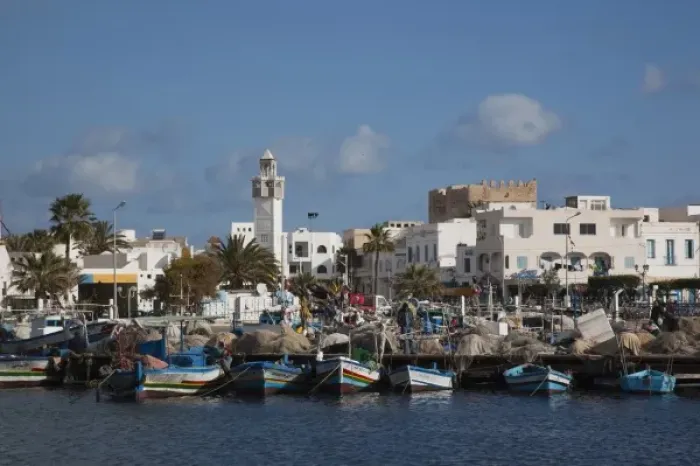Framed Print : Tunisia, Tunisian Central Coast, Mahdia, town port Framed Print : Tunisia, Tunisian Central Coast, Mahdia, town port