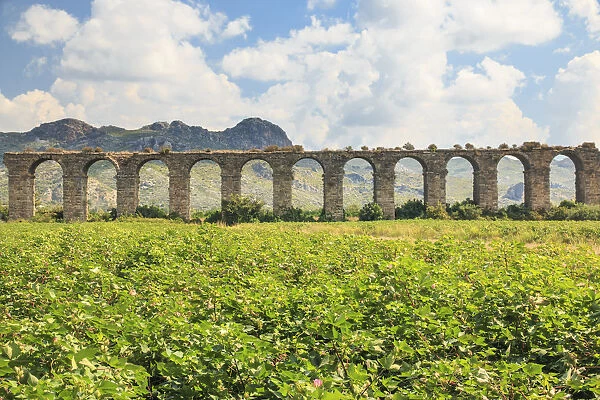 Turkey, Anatolia, Antalya, Aspendos, Aspendos Aqueduct over River Eurmedon