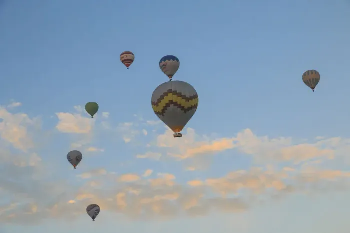 Framed Print : Turkey, Anatolia, Cappadocia, Goreme. Hot air balloons flying above / among rock formations Framed Print : Turkey, Anatolia, Cappadocia, Goreme. Hot air balloons flying above / among rock formations