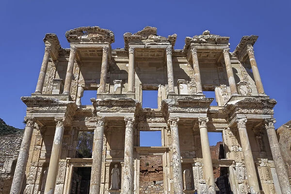 Turkey, Ephesus. Facade ruins of Celsus Library in ancient city