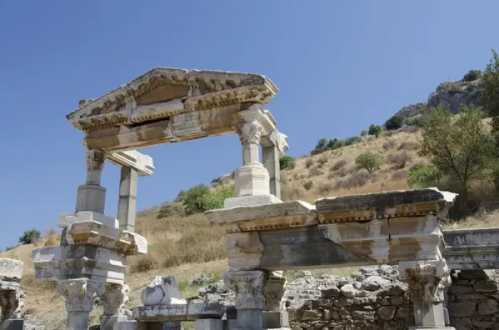 Framed Print : Turkey, Ephesus. The Nymphaeum Traiani, ancient fountain structure (c. AD 104-114) Framed Print : Turkey, Ephesus. The Nymphaeum Traiani, ancient fountain structure (c. AD 104-114)
