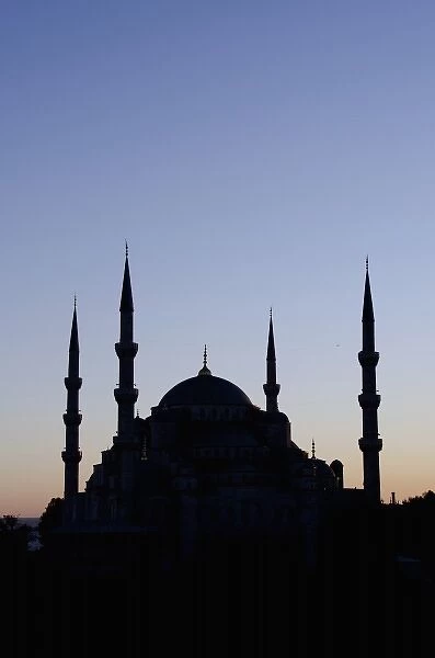 Turkey, Istanbul. Blue Mosque (aka Sultan Ahmet I Camii), circa 1609. Sunset over the Blue Mosque